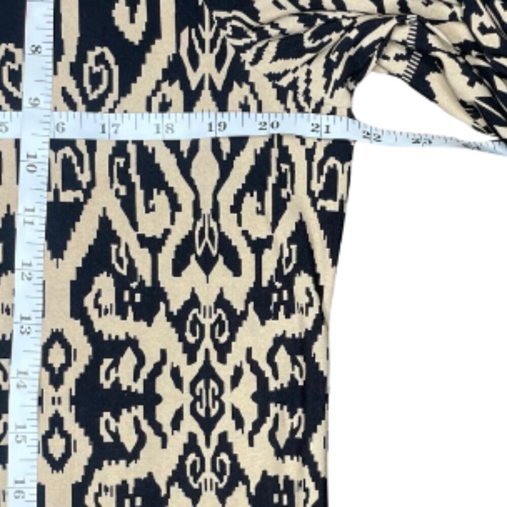 Women's Black Cream Abstract Pattern 3/4 Sleeve Pullover Dress Size Large - Picture 7 of 7